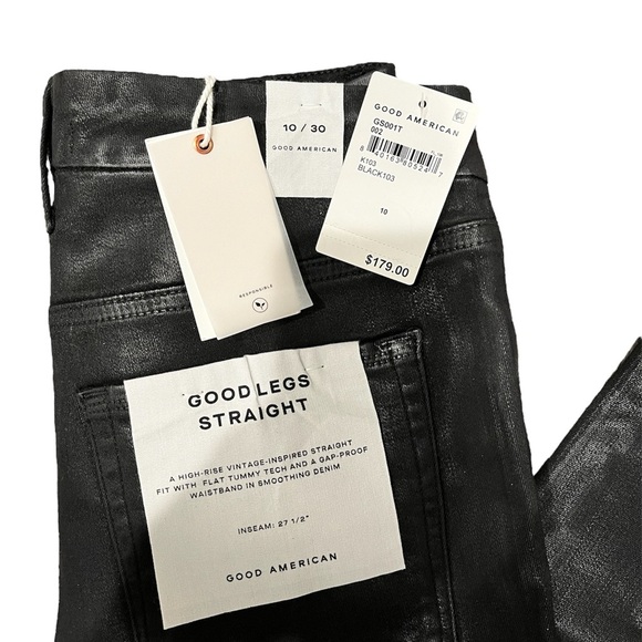 NWT Good American Coated Black Jeans - Picture 2 of 6